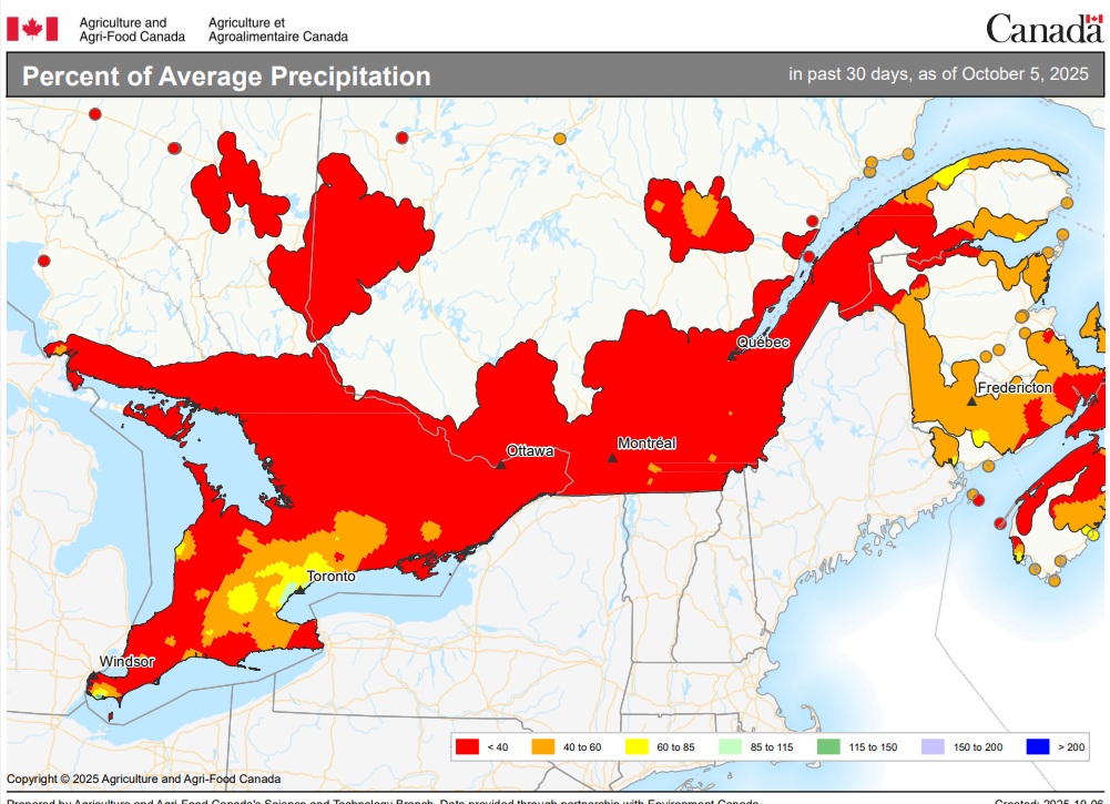 Ontario percent normal precip