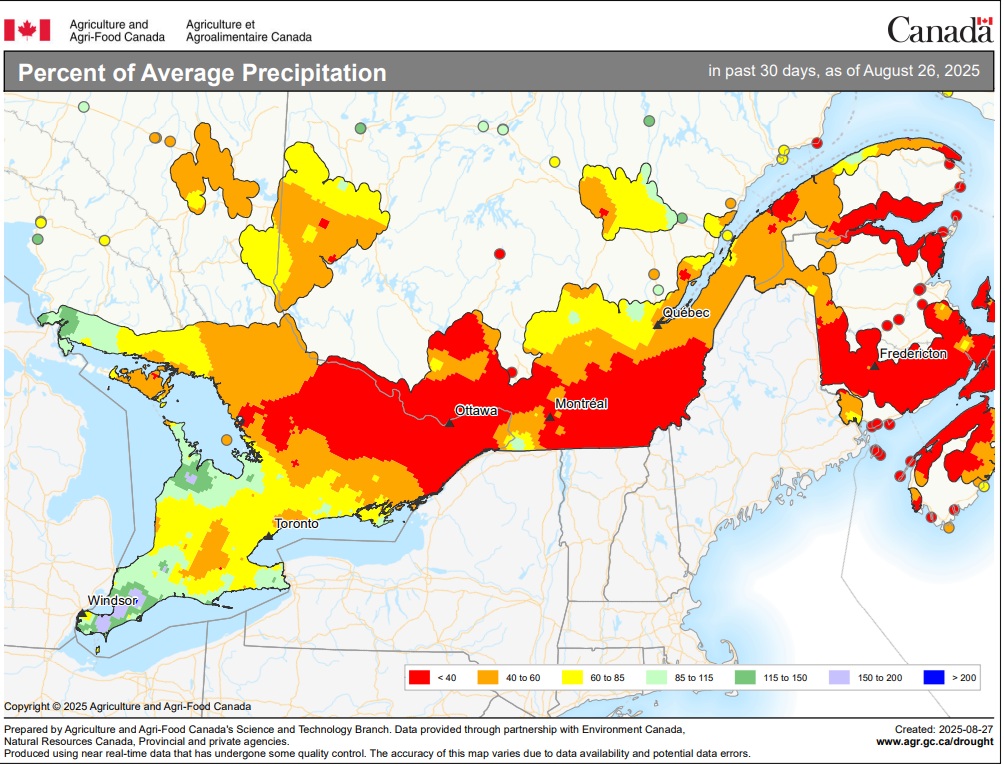 Ontario percent avg precip
