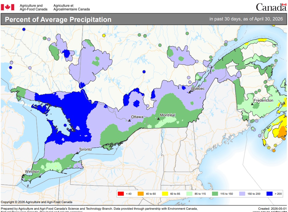 Percent normal precip for April
