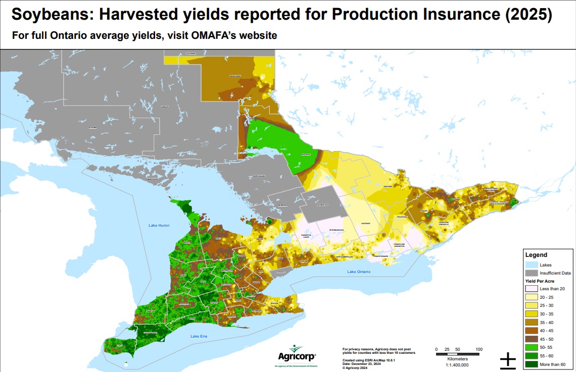 Agricorp Ontario soybean yields