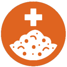 graphic with first aid plus symbol above soil