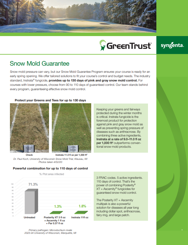 Information sheet for the Snow Mold Guarantee from Syngenta.