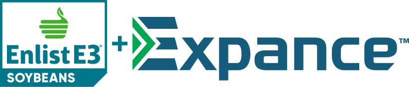 Enlist E3 Soybeans logo and Expance logo