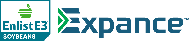 Enlist E3 Soybeans logo and Expance logo
