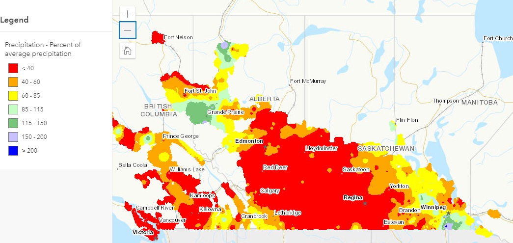 Percent of average precip