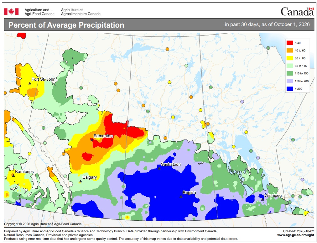 September percent avg precip, western Canada